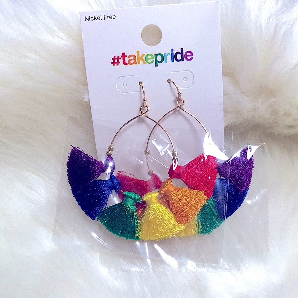🆕🏳️‍🌈#TakePride Colorful Tassel🧵Hoop Earrings - Picture 2 of 10